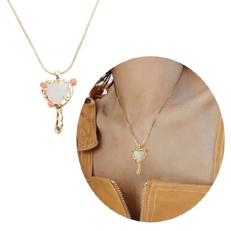 Unique Magic Mirror Pendant Necklace Unique Heart Mirror Charm Clavicle Chain