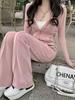 2025 Slim-fit Hooded Cardigan & Wide-leg Pants Set for Early Autumn - Casual Sporty Style