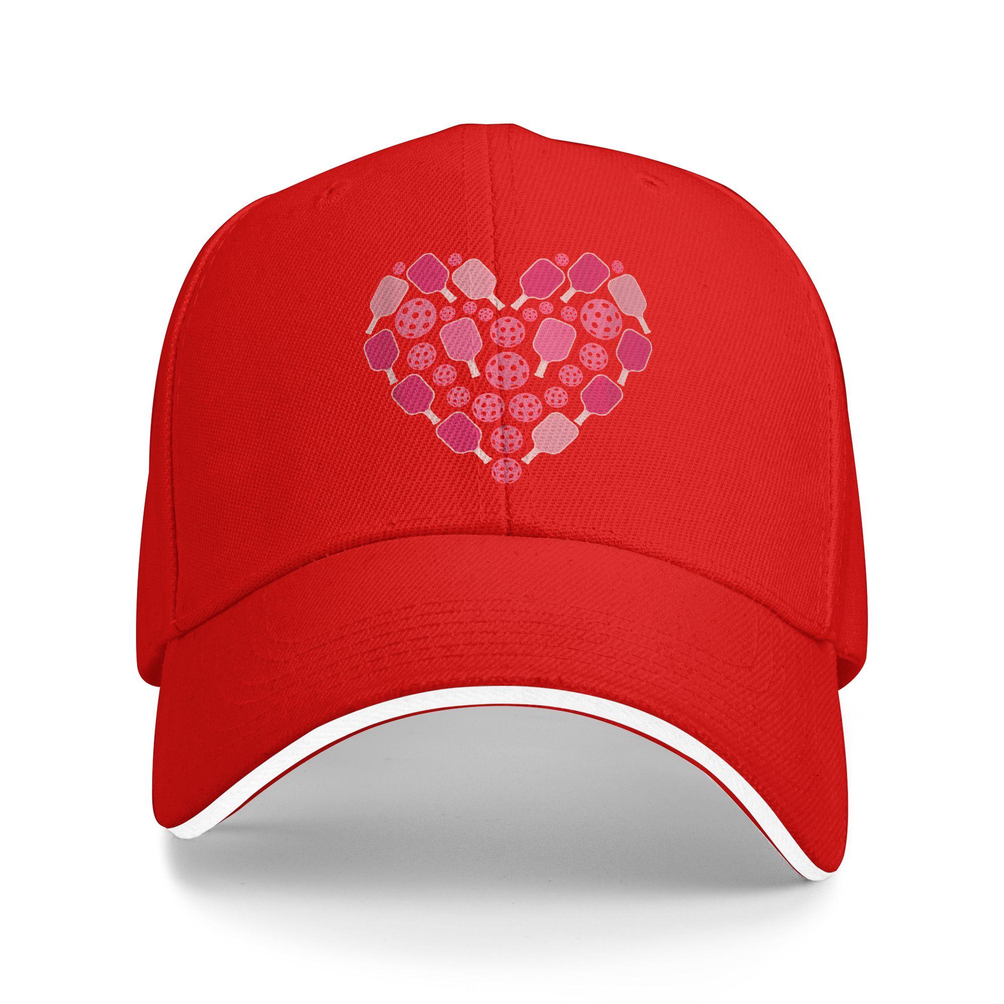 Pickleball Heart Valentines Day Pickleball Lover Baseball Cap Stylish Men Adult Trucker Hat Sun Kpop Rock Baseball Caps Gift One Size