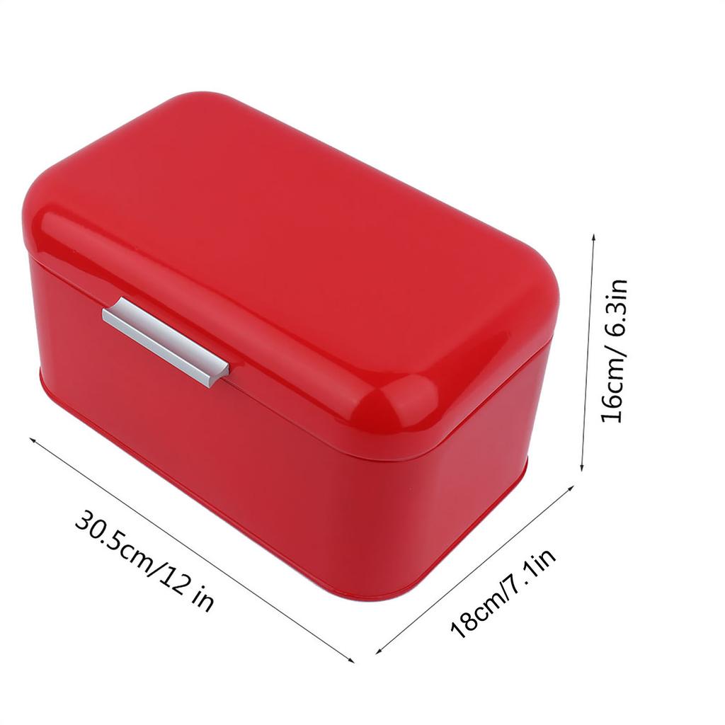 Solid Color Retro Metal Bread Bin Box Large Capacity Kitchen Storage Container