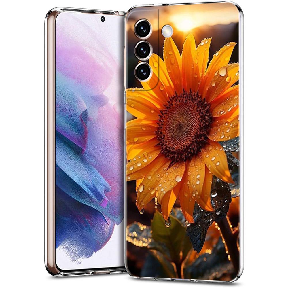 Phone Case For Samsung Galaxy S24 Ultra S23 FE S22 S20 S21 5G S10 S9 Plus S10E S8 Silicone Clear Beauty Flowers Leaves Cover