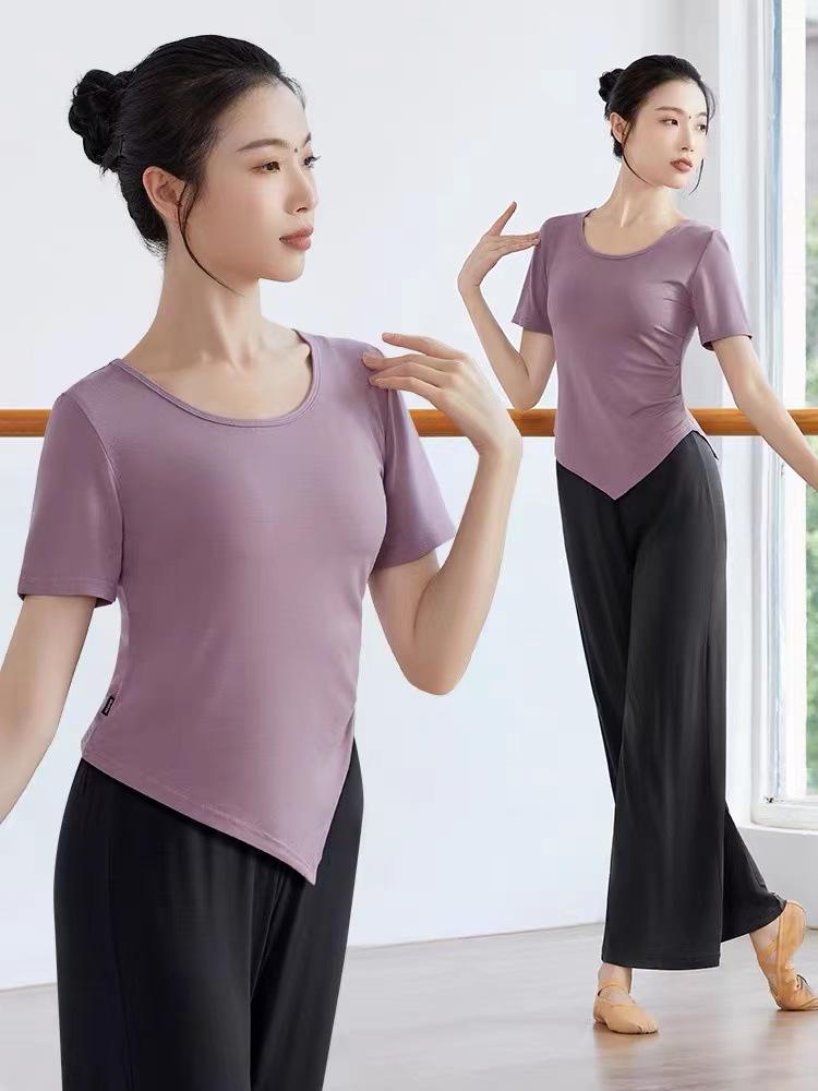 Women's Slimming Modal Dancewear: Classic Practice Top & Modern Wide-Leg Pants for Body Training