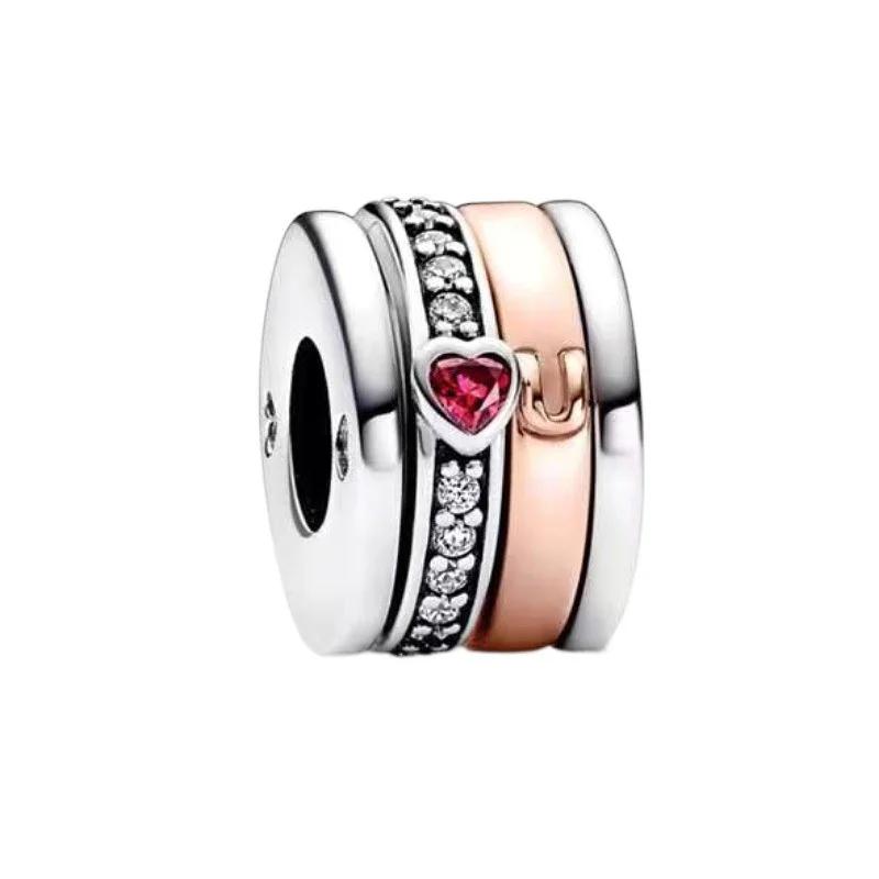 Original Copper Colorful Charms Snowflake Heart Lock Key Earrings Beads For Necklace Diy Bracelet Present Jewellery