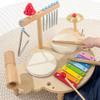 Wooden Music Table Toys for Baby Kids Xylophone Drum Shaker Set Montessori Sensory Educational Toy for 6-18 Months Newborn Gift