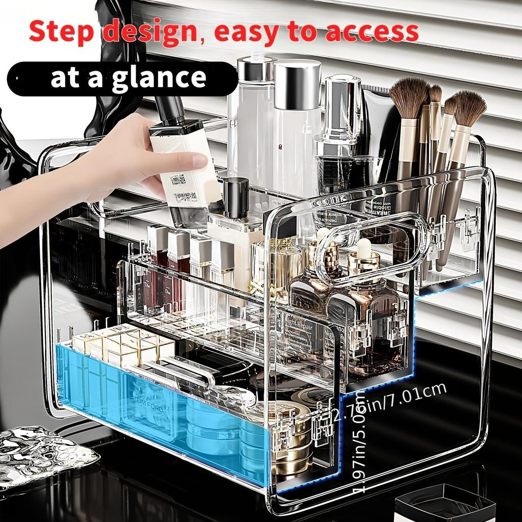2026 Transparent Acrylic Storage Box,  Design Large-Capacity Organizer, Vanity Perfume and Skincare Product Shelf,  Makeup Brush Storage Organizer,