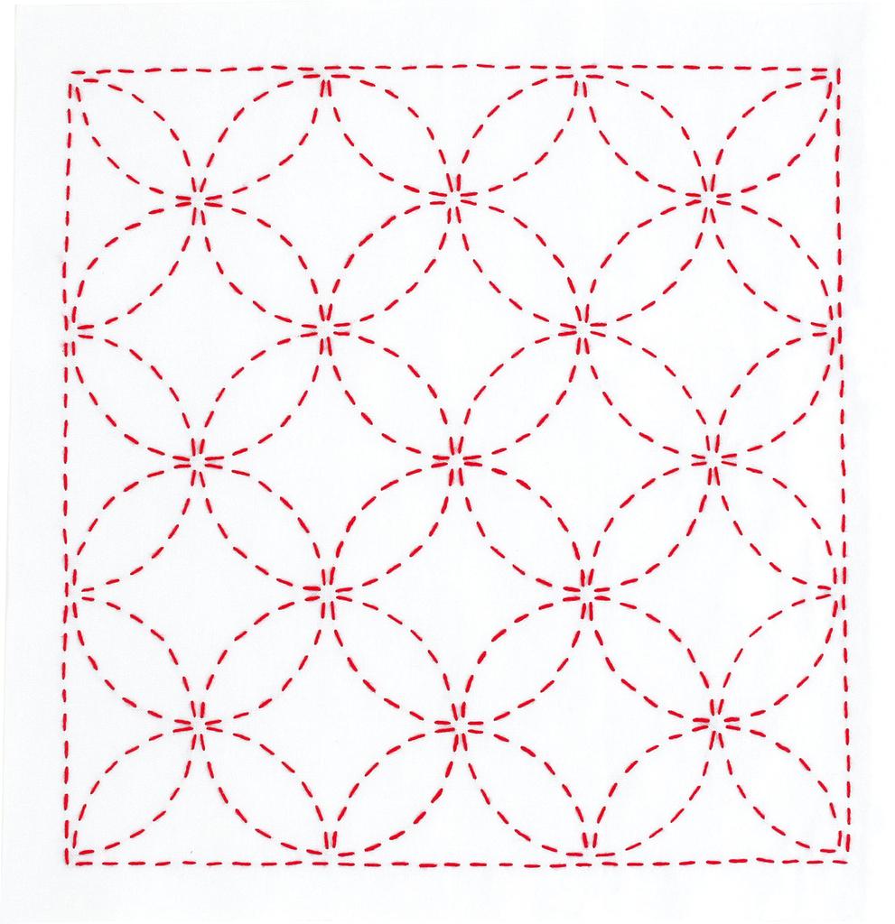 Olympus Thread Flower Dishcloth Sashiko Everyone Can Do It Shippo 266 Kit, Series, Pre-printed Design, Tsunagi,