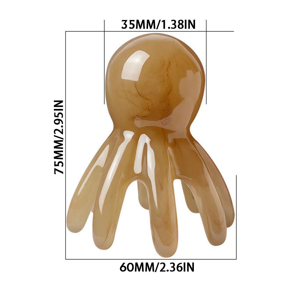 Resin Octopus Massage Comb Head Meridian Scraping Scalp Massager Tool Portable 8-Prong Head SPA Massage Comb For Anti Fatigue