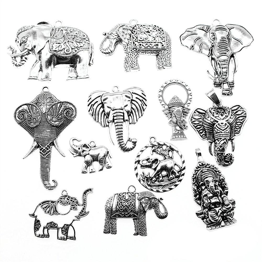 2pcs Charms Big Elephant For Jewelry Making DIY Jewelry Accessories Antique Silver Color Big Elephant Pendant Charms