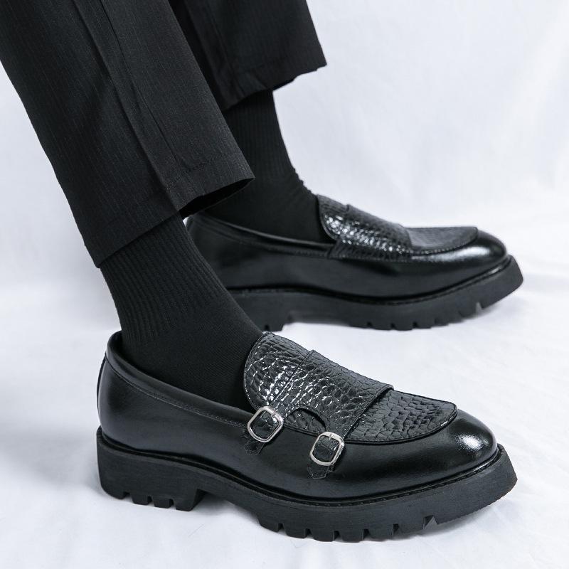 Men's Summer Slip-On Leather Loafers - Casual, Thick Sole, Height-Boosting Moccasins