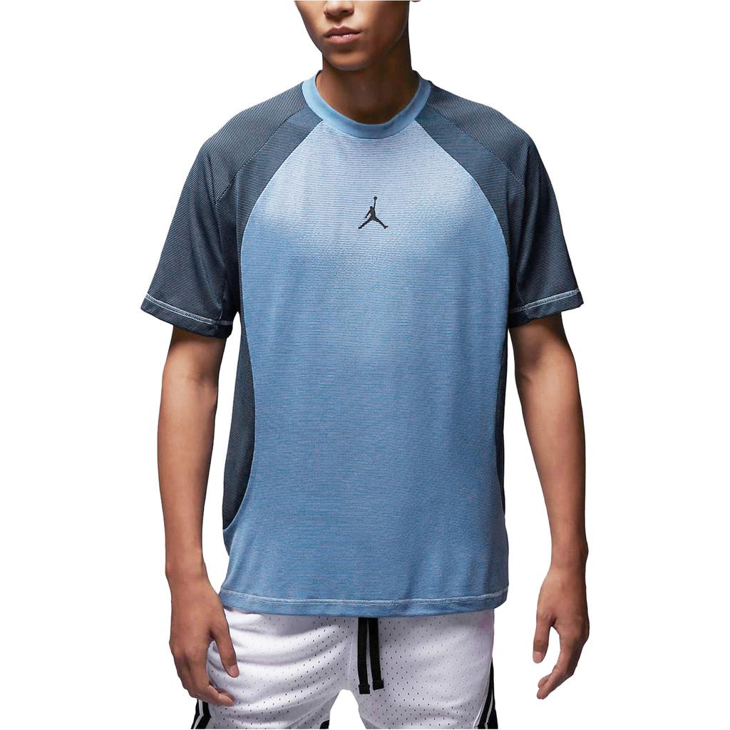 Jordan T Shirts Men's Light Sapphire Blue Crew Neck Moderate Straight Fit DZ0576-425