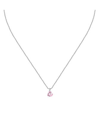 Silver Necklace With Pink Heart Zircon LPS10AWV33 For Women