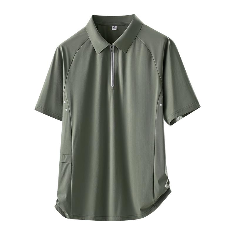 

Seamless Ice Silk POLO Shirt, Quick-drying, Thin, Breathable And Sweat-wicking T-shirt, Loose Elastic Sports Casual T-shirt 2XL зелёный