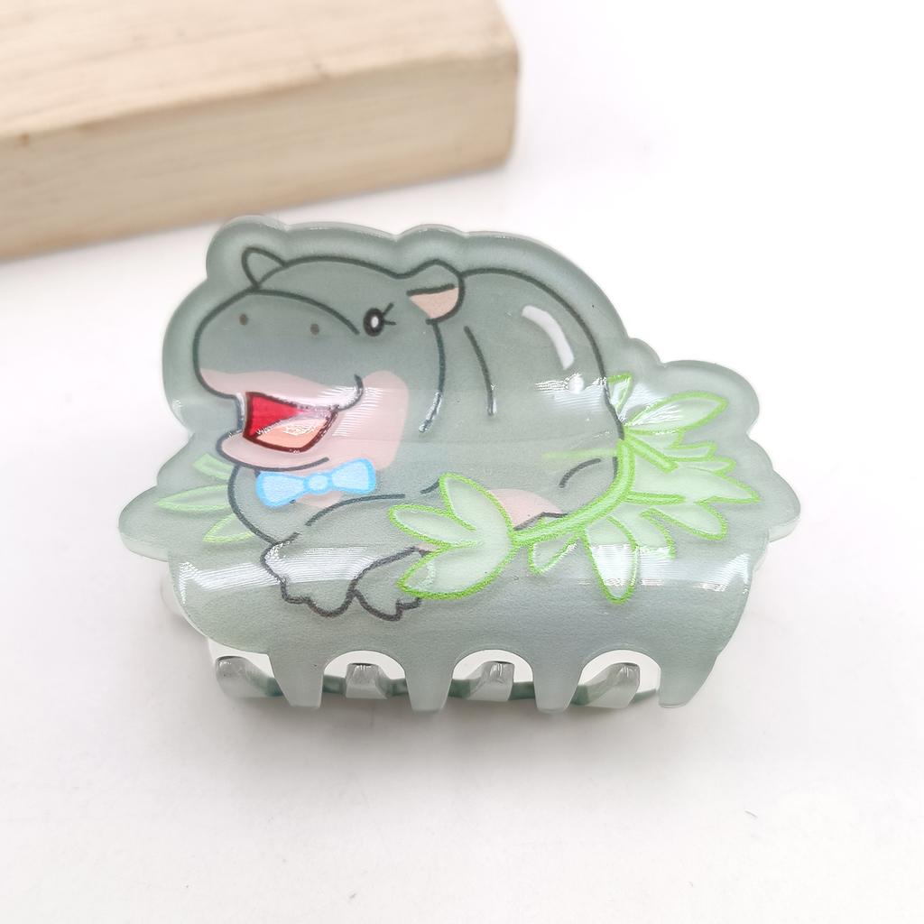 Cute Miss Hippo Hair Claw Flower Acrylic Small Shark Clip Set Headwear Geometry Cartoon Capybara Hair Clip For Girls