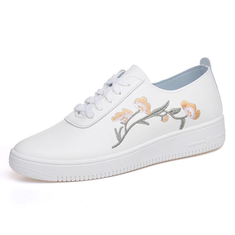 Women's White Leather Mesh Shoes - Breathable, Non-slip, Soft Sole, Korean Style for Spring & Summer