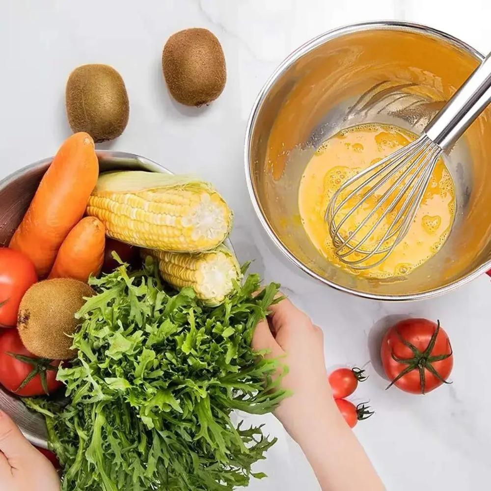 Mixing Bowls with Lids Stainless Steel Salad Bowls for Baking Cooking Airtight Lids Silicone Bottom Thickened Kitchen Tableware