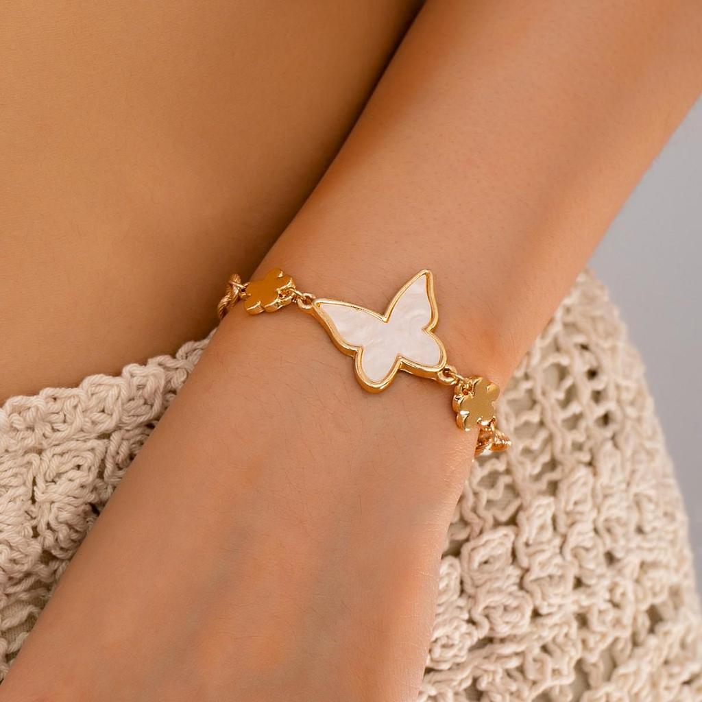 Personalized Versatile Patchwork Butterfly & Four-Leaf Clover Bracelet - Trendy Fashion Accessory