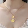 Gold Plated 7 Chakra Lotus Flower Necklace with Om Symbol Spiritual Yoga Jewelry Seven Colorful Zircon Lotus Flower Necklace