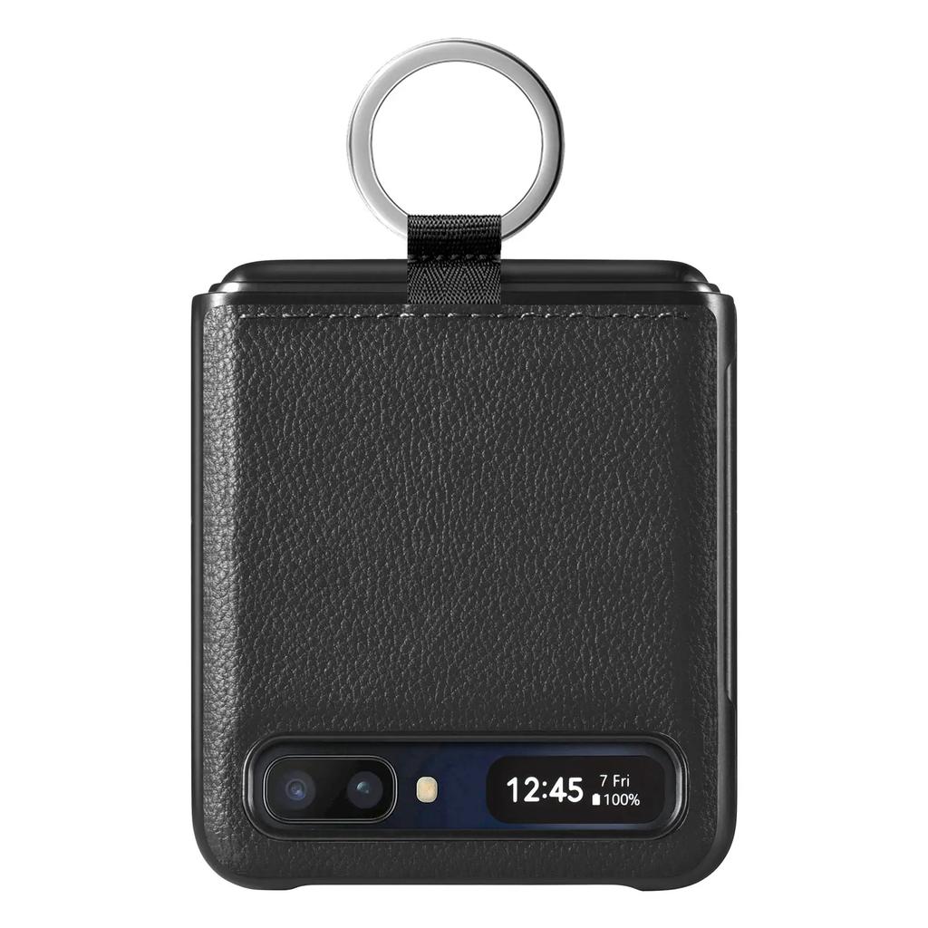 Finger Ring Holder Leather Case for Samsung Galaxy Z Flip 2 7 Flip7 Flip2 Flip6 Flip 6 5 4 3 Flip3 Flip5 Flip4 5G Fundas