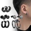 5 Pairs Black Stainless Steel  Earrings Set Unisex Piercing Hoop Earrings for Men Women Gothic Street Pop Hip Hop Circle Earring