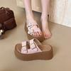 Fashion Women's Sandals Thick Bottom Comfort Outdoor Women Slipper Fashion High Quality Soft Leather Buckle Lady Sandals Sandalias Mujer