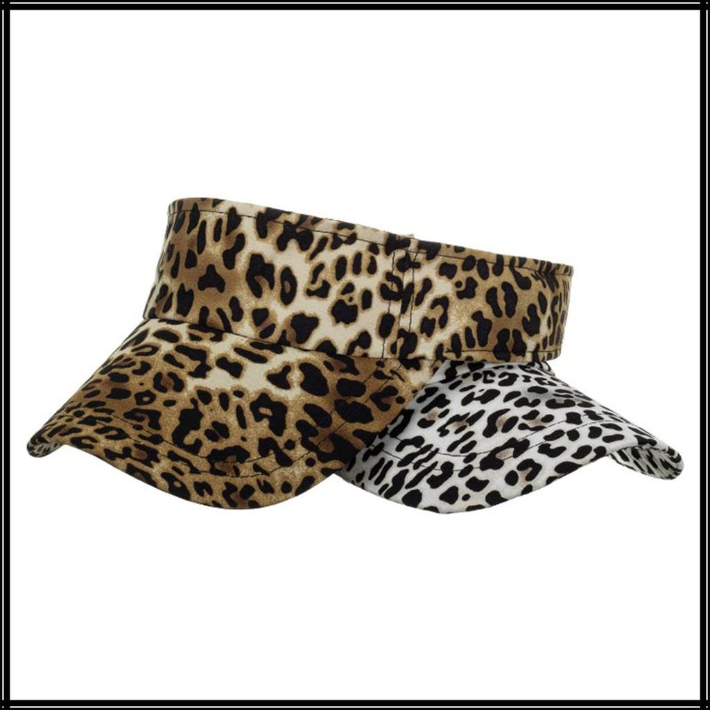 Visor Leopard Print Cap Hat Sports Running Outdoor CA631 [White Fang] Women's (Brown)