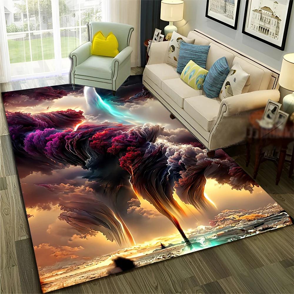 Dream Natural Tornado Cloud Twister Carpet Rug for Home Living Room Bedroom Sofa Doormat Decor,kids Area Rug Non-slip Floor Mat