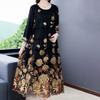 Rochie lungă rotundă brodată pentru femei, plasă, toamnă, largă, linie A, mărimi mari