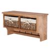 Entryway Coat Rack Wall Mounted Shelf w/ 2 Corn Husk Baskets and Hooks, Brown