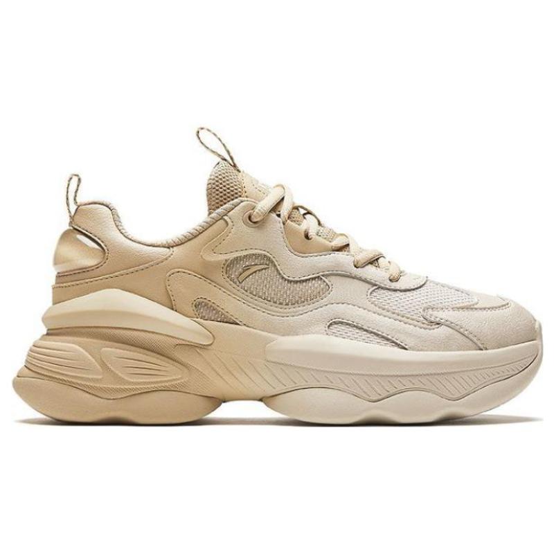Anta Abrasion Resistant Breathable Low Top Casual Shoes Women's Beige Sneakers 122418885-6