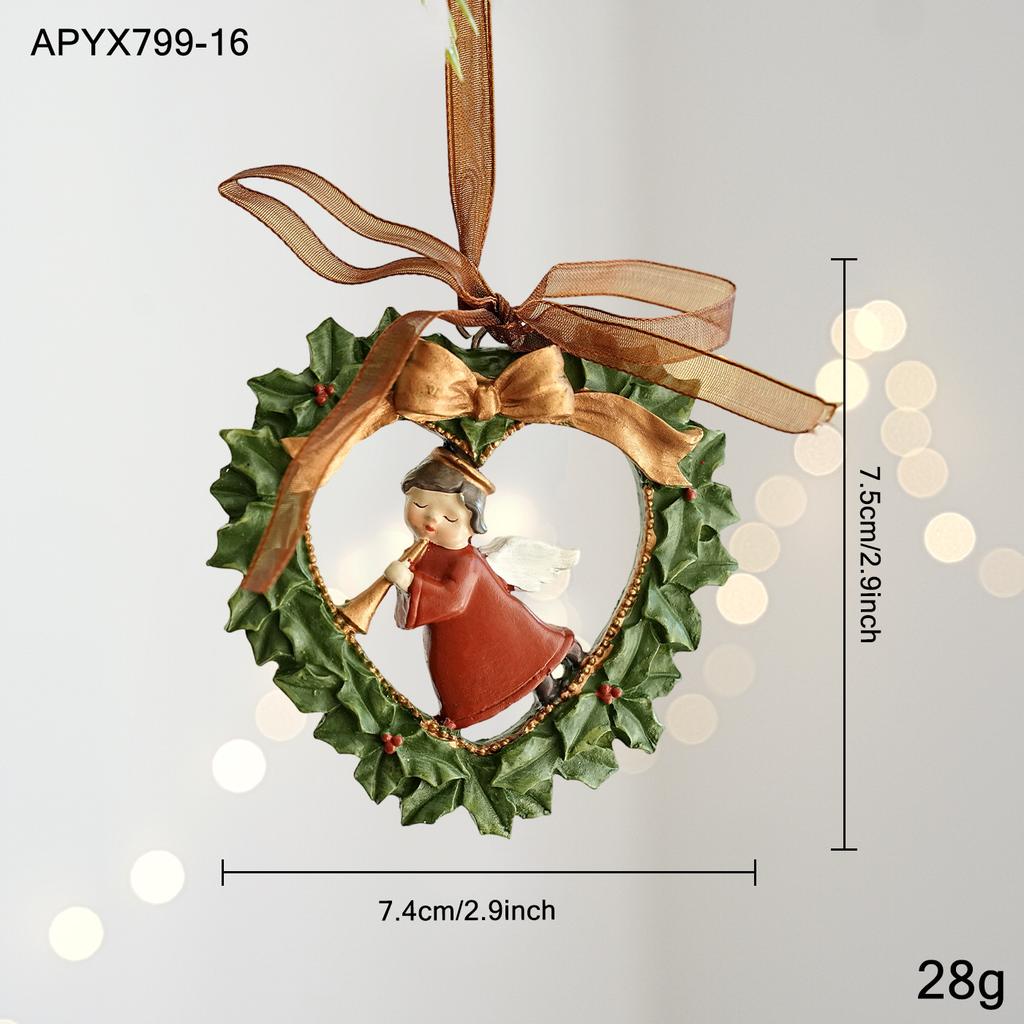Resin Santa Rocking Horse Animal Christmas Ornaments Shaped Hanging Pendants for Tree Holiday Decor