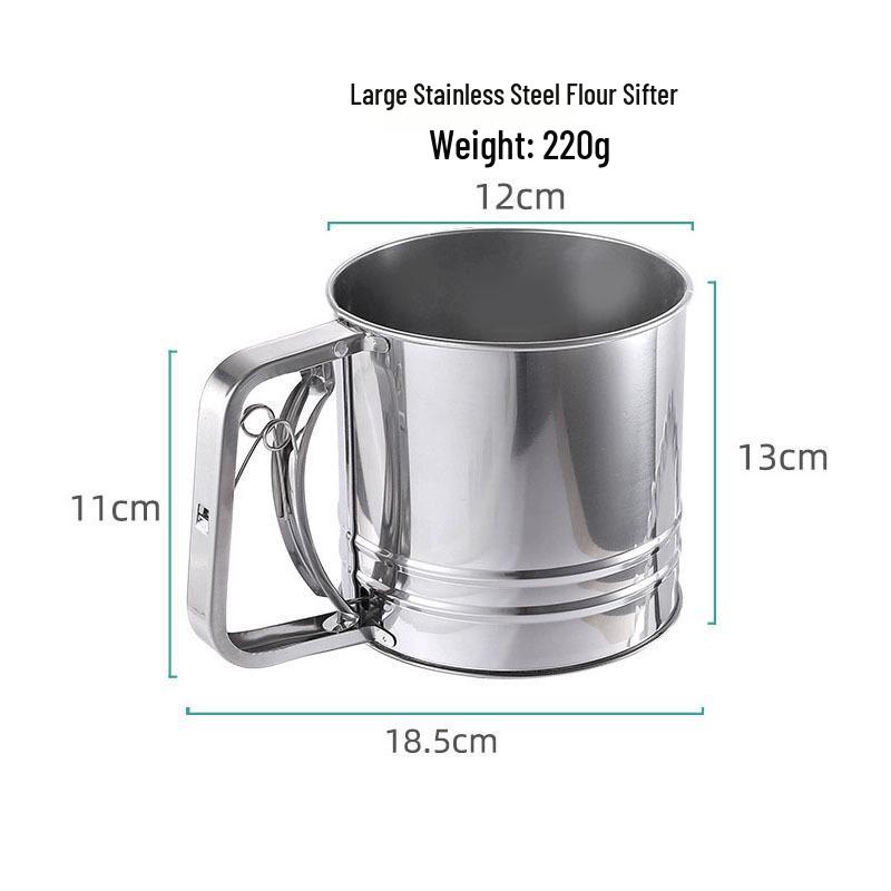 Stainless Steel Handheld Flour Sifter with Fine Mesh Screen