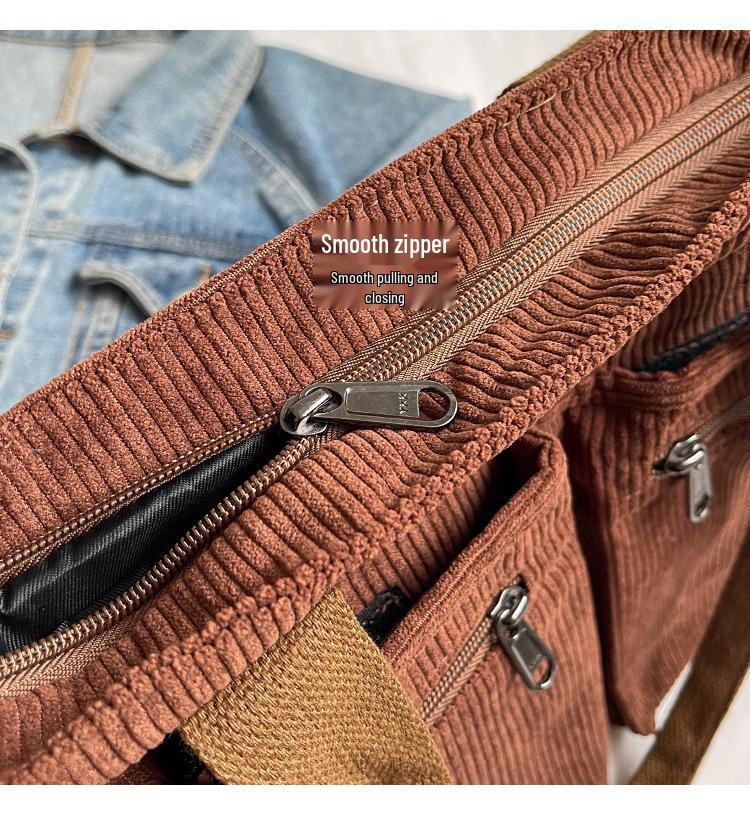 Velkokapacitní dámská manšestrová taška přes rameno - Kabelka v korejském a japonském stylu