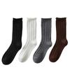 Autumn And Winter Wool Socks Women'S Japanese Retro Relief Curled Edge Medium Tube Stacking Socks Lace Cashmere Women'S Socks