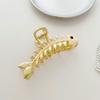 Hair Claw Clip Elegant Fish Bone Shape Metal Clamp Non-slip Strong Claw Hair Fixer Styling Tool Shark Clip Women Half Bun Hairpin Hair Accessories