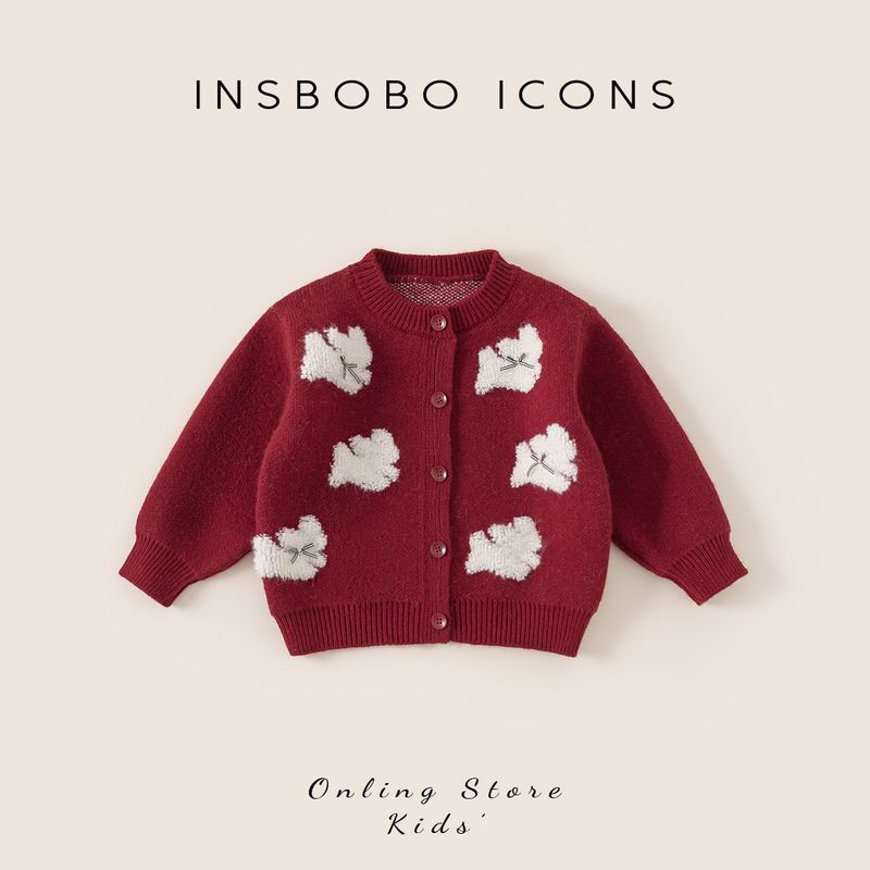 Insbobo Girls  Sweater Spring New Red One-Year-Old Clothing Children s Knitted Jacket Baby Stylish Top Red 80
