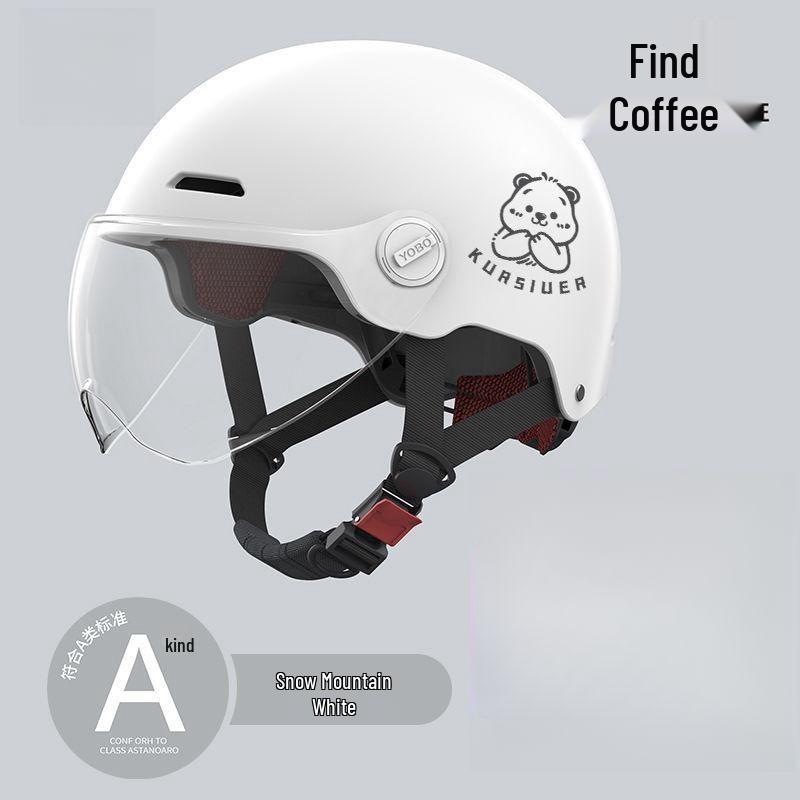 

Certified Electric Car Helmet: Universal Sun Protection Half Helmet for Women & Men HD Long Visor (Black Strap)