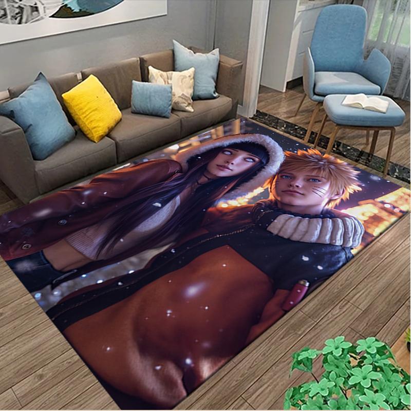 Naruto Carpet, Non-slip Office Chair Rug, Digital Print Home Area Rug, Unique Festival Decorations