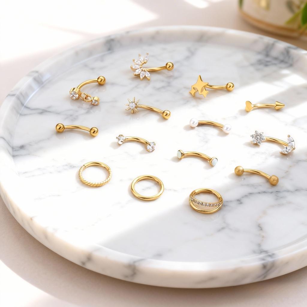 Drperfect 16G Rook Eyebrow Piercing Stainless Steel Helix Hoops Vertical Curved Barbell Daith Conch Septum Stud Jewelry