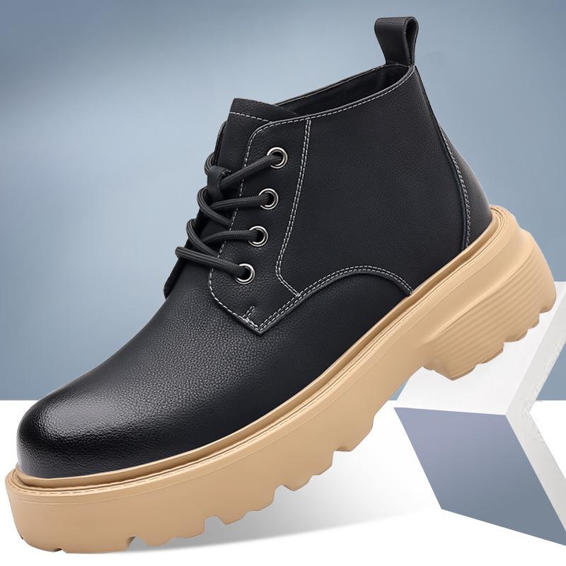 Fashion Fashion Cow Leather Platform Motorcycle Boots for Men Autumn Winter Soft Sole Men's Shoes Designer Retro Casual Male Ankle Boots