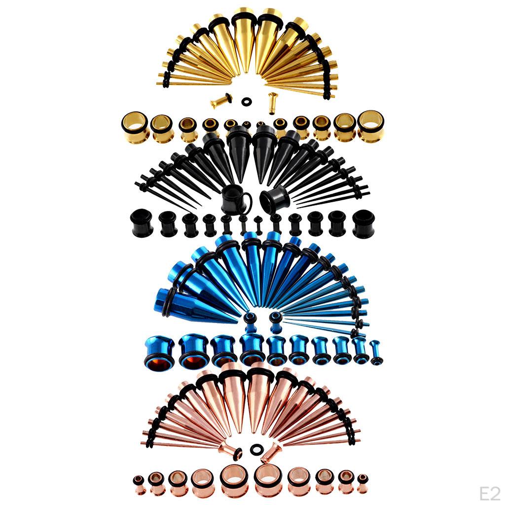 18 Pairs Solid Stainless Steel Gauges Kit Ear Plugs and Tapers 14G-00G Stretching Jewelry