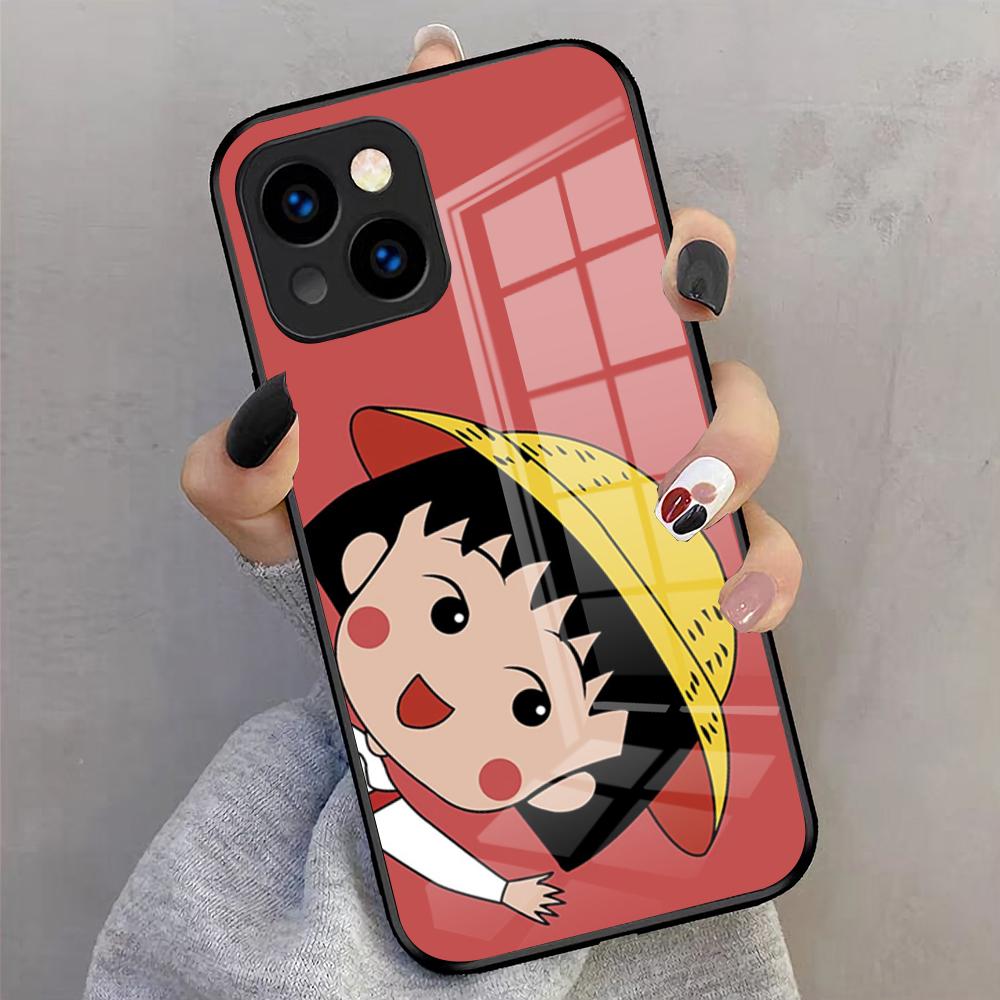 Anime Maruko-chan Phone Case For IPhone 17 Pro Max 16 15 14 Pro Max 13 11 X Xs Xr 8 7Plus Glass Cover