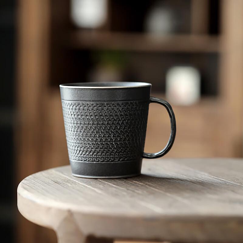 

Ink Wash Dark Xuan Ceramic Coffee Mug Skipping Knife High Handle Coffee Cup