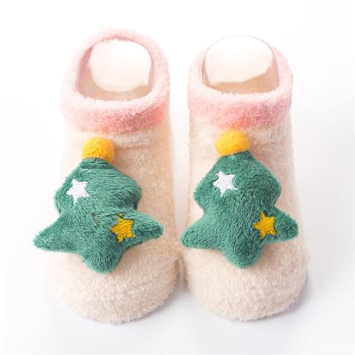 0-24M Christmas Socks Newborn Baby Boys Girls Socks Anti Slip Coral Fleece Short Socks for Babies Winter Warm Sock New