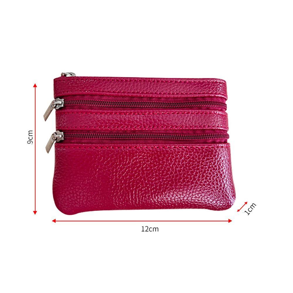 PU Leather Key Ring Waterproof Pocket Purse Money Coin Purse Zipper Wear-resistant Credit Card Holder