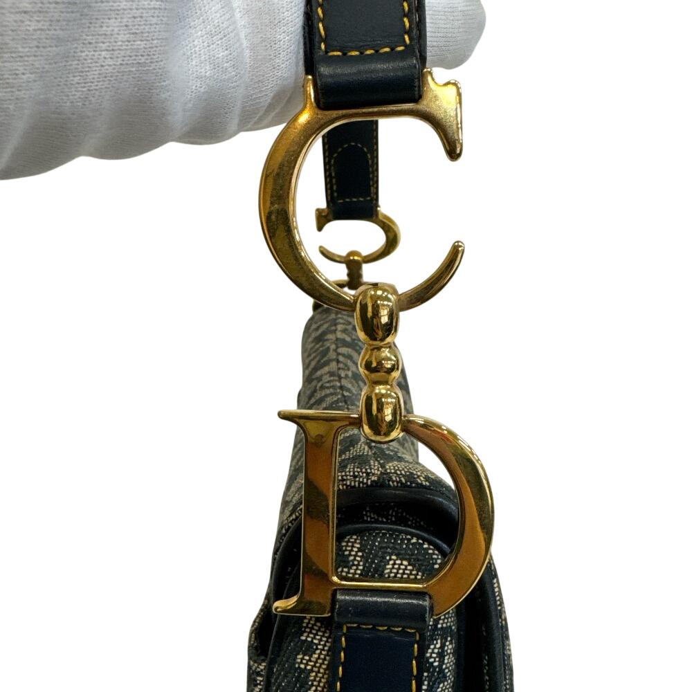 Dior Trotter Canvas Saddle Shoulder Bag Navy Canvas Used