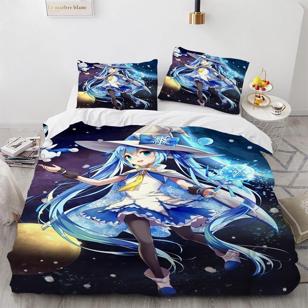 New 3D Future Singer Hatsune Miku Cartoon Bedding Quilt Cover Student Bedding Soft Microfiber Bedspread Lightweight Coverlet