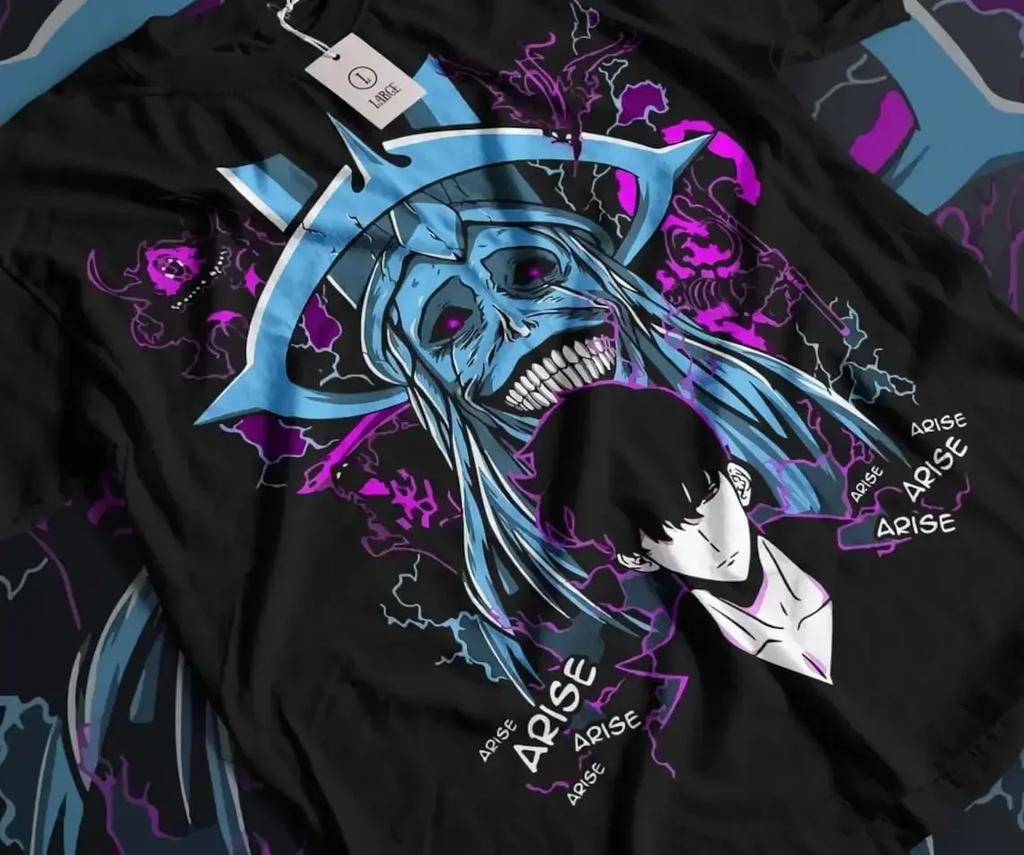 Solo Leveling Arise Schatten Anime T-Shirt Herren Damen Sung Jin-woo Kurzarm Übergroß Locker Baumwolle Herrenbekleidung Top T-Shirts