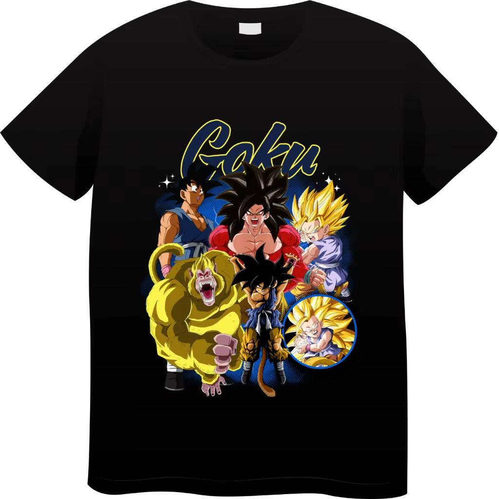 2026 New Dragon Ball Japanese Anime Mens and Womens Summer Tshirt Harajuku Retro Shortsleeved Loose and Casual Style