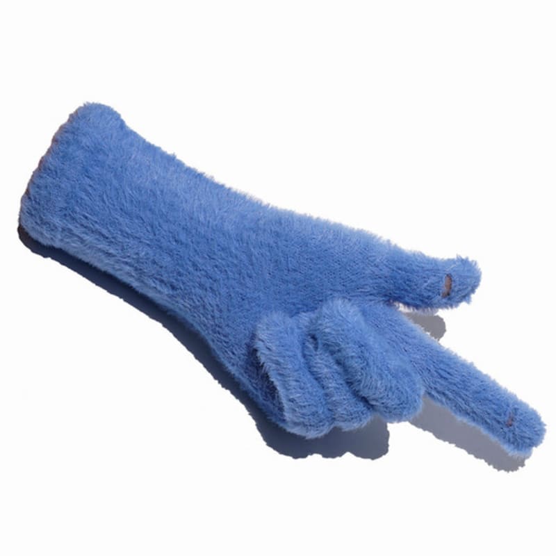 TUDE HAIRY FINGER HOLE GLOVES SKYBLUE