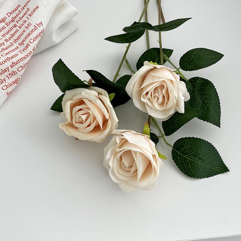 3/5Pcs Rose Branch Velvet Simulation Flower Valentine'S Day Wedding Decoration Hotel Torium Outdoor Garden Fake Flower